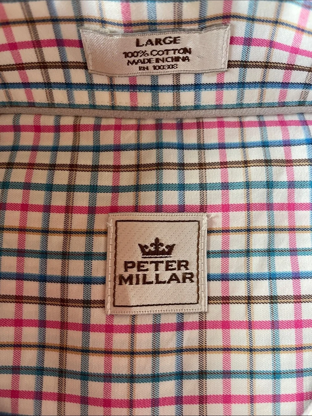 Peter Millar Red and Blue Check Button-Down Shirt